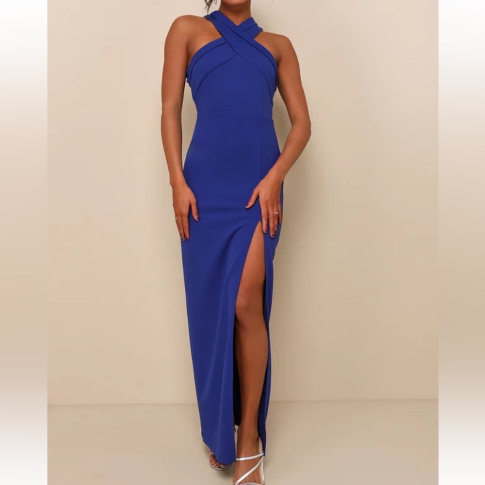 Lulus Blue Halter Maxi Dress